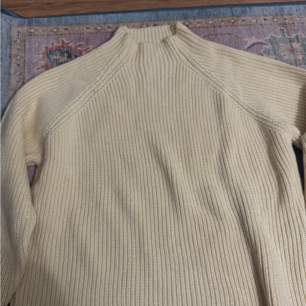 Zara Cream Ribbed Turtleneck Sweater